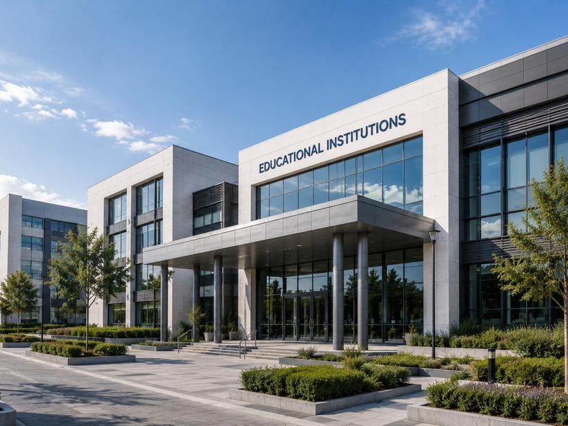 Educational institution building with glazed frontage