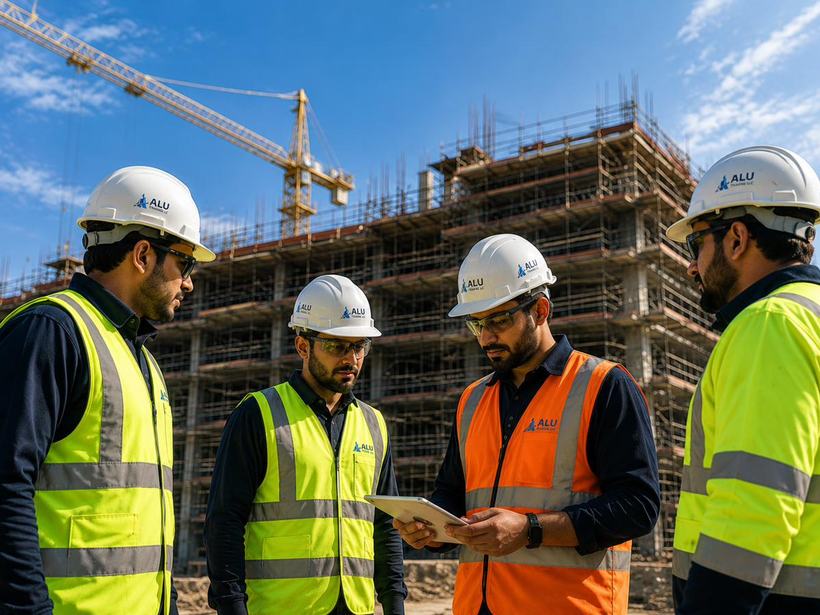 Site team coordinating works on an active construction project